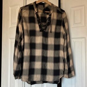 Plaid lace-up Seven7 rayon tunic top in great condition